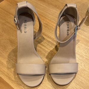 torrid Beige Ankle-Strap Block Heel Sandals
